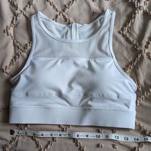 Zyia Active All Star Bra Women's Medium White High Fit Zippered Back Vent Padded